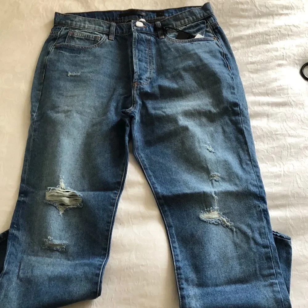SP Black Ripped High waisted crop Mom Size 30 NWT